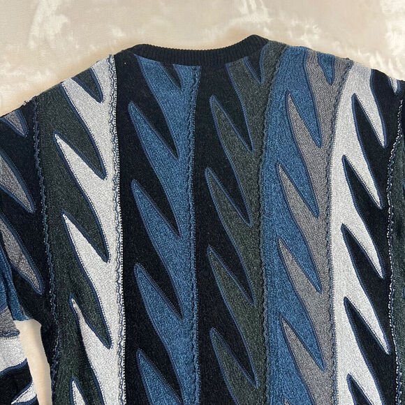 VTG Tundra Canada Sweater Mens XL 3D Knit Abstract Cosby Biggie 90s Grandpa Y2K - Picture 11 of 12